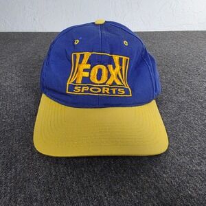 Vintage Fox Sports Snapback Hat Blue Yellow Embroidered Logo Cap Mens OSFM